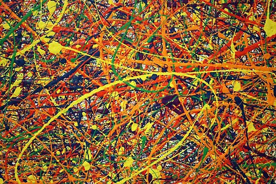 Paul Jackson Pollock (1912-1956) pintor nacido en Estados Unidos. Su padre, LeRoy Pollock, era agricultor y su madre, Stella May McClure, era una mujer con ambiciones artísticas. Cuando Pollock tenía 8 años, su padre, que era un alcohólico, dejó a la familia, y el hermano mayor de Pollock, Charles, se convirtió en un padre para él. Charles era artista y se lo consideraba el mejor de la familia. Tuvo una influencia significativa en las ambiciones futuras de su hermano menor. Mientras la familia vivía en Los Ángeles, Pollock se matriculó en la Manual Arts High School, donde descubrió su pasión por el arte. Fue expulsado dos veces antes de abandonar la escuela por sus actividades creativas.